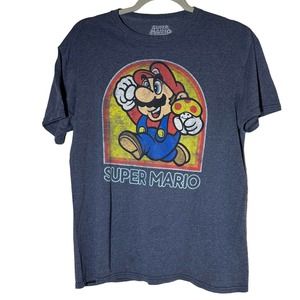 Nintendo Super Mario Mens T Shirt Size M 2018 Blue Graphic
